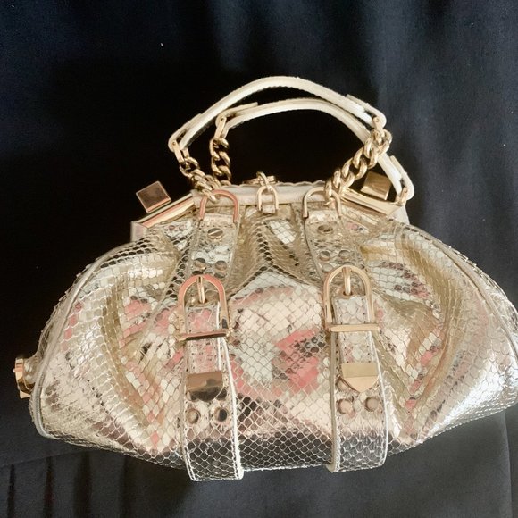 Versace Gold Python Link Frame Bag - Picture 5 of 8